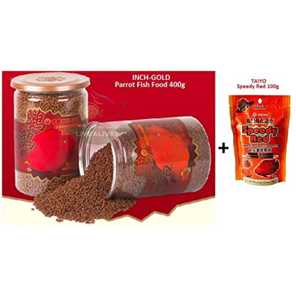 Inch Gold Parrot Fish Food 400g (Free!!! Okena Speedy red Fish Food 100g)